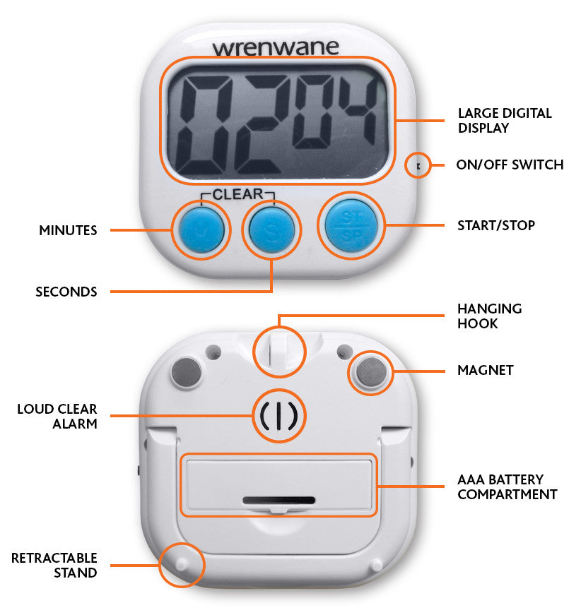 Digital Kitchen Timer with Big Digits Loud Alarm and Magnetic